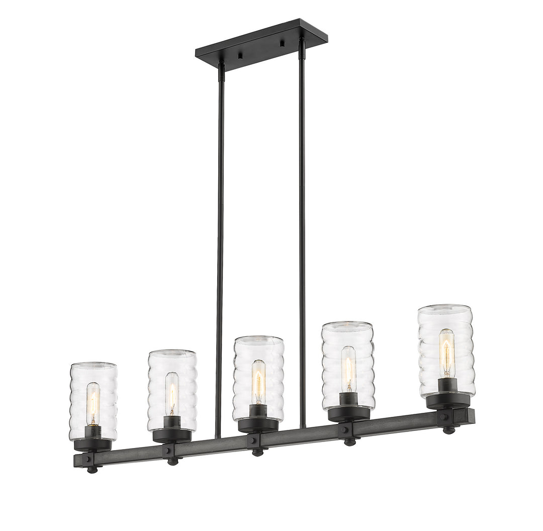 Tahoe Five Light Outdoor Linear Chandelier in Ashen Barnboard - available from The Lighting Shoppe, trusted by Canadian homeowners