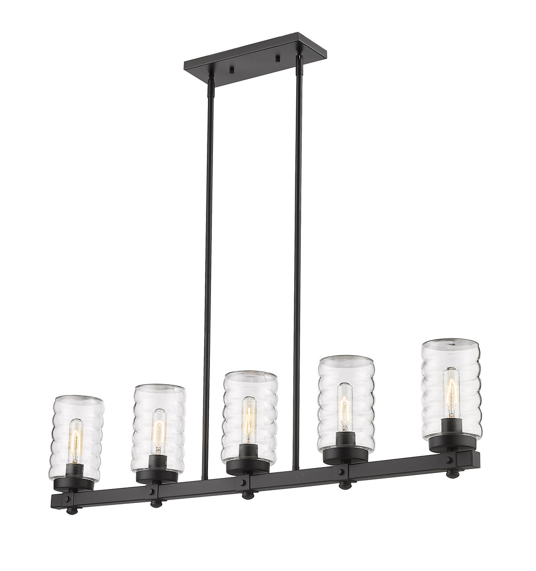 Tahoe Five Light Outdoor Linear Chandelier in Matte Black - available from The Lighting Shoppe, trusted by Canadian homeowners