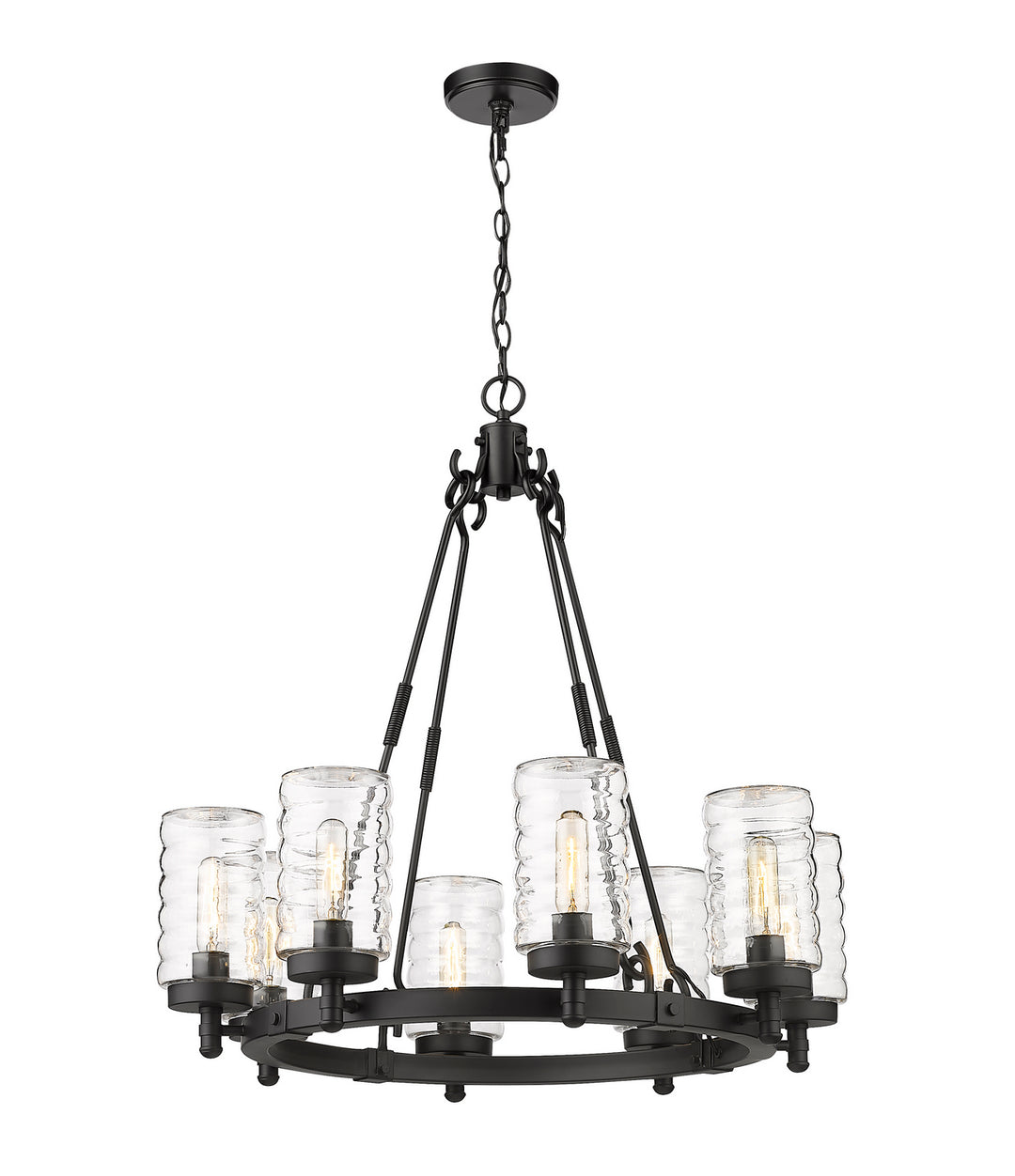 Tahoe Eight Light Outdoor Chandelier in Matte Black - available from The Lighting Shoppe, trusted by Canadian homeowners