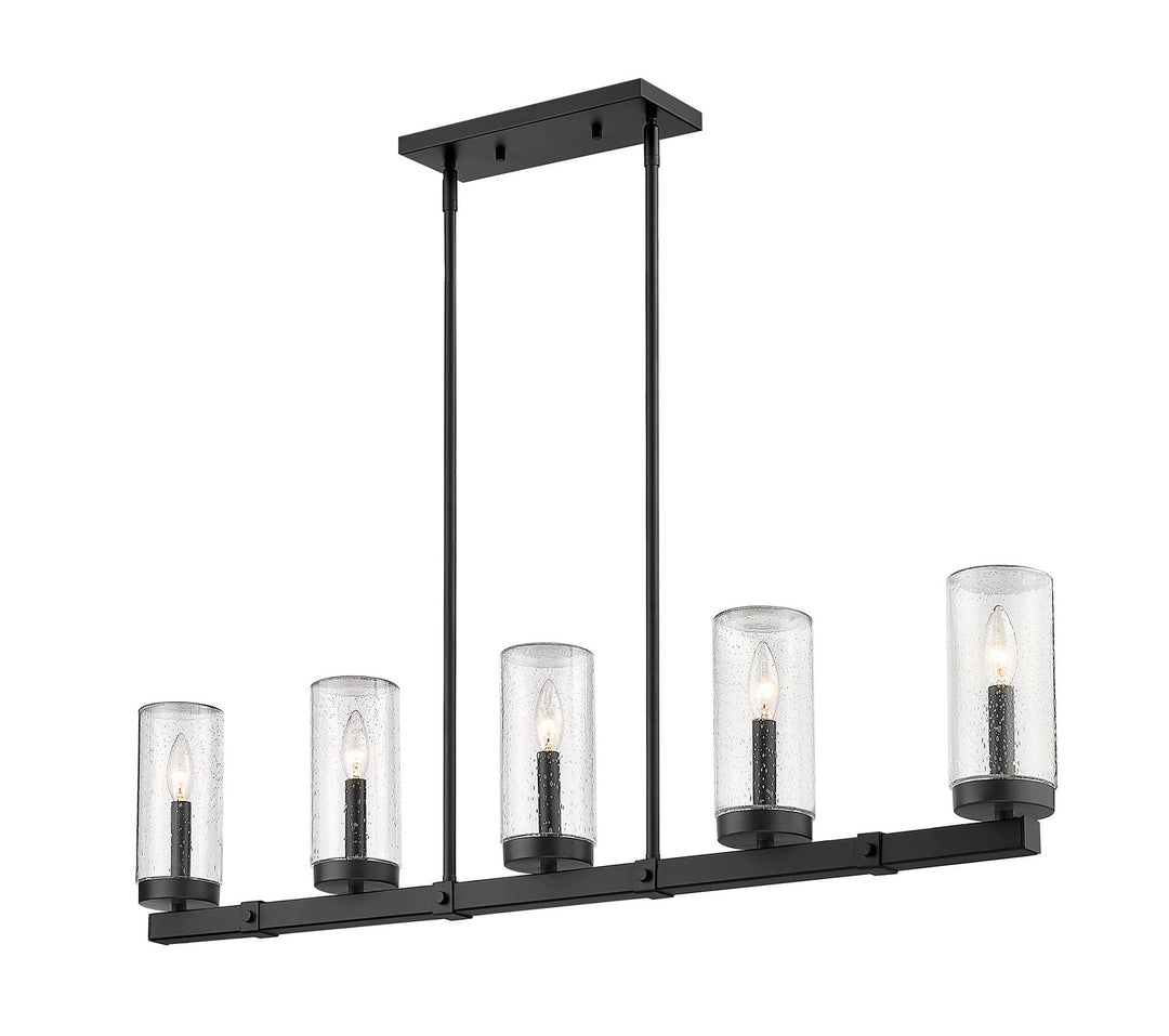 Marlow Five Light Outdoor Linear Chandelier in Matte Black - available from The Lighting Shoppe, trusted by Canadian homeowners