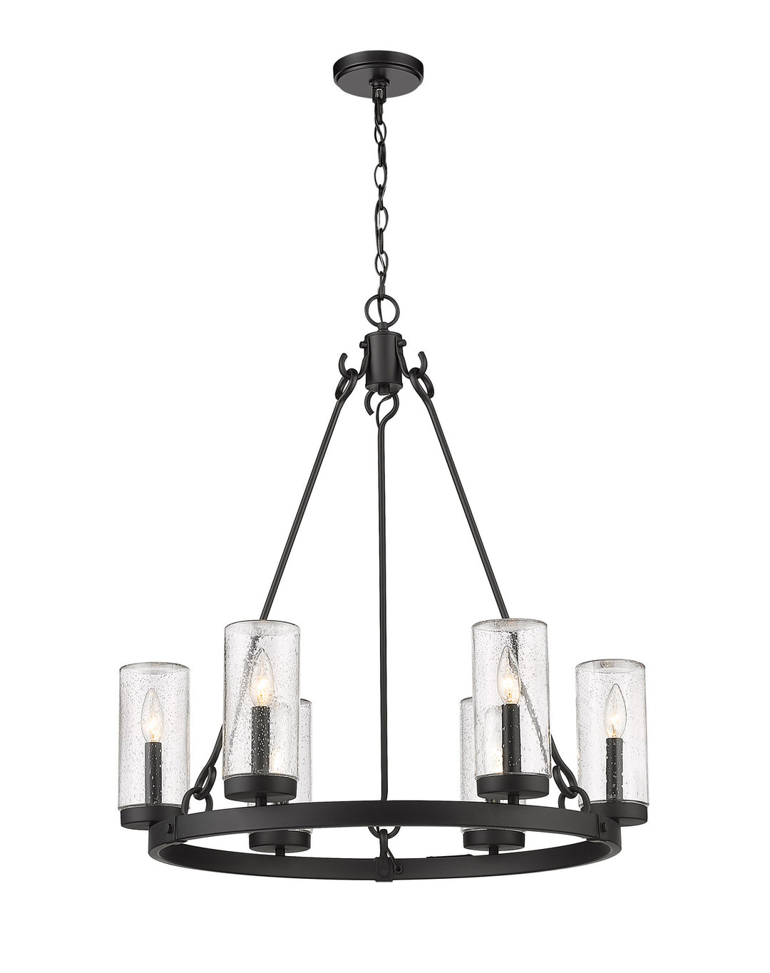 Marlow Six Light Outdoor Chandelier in Matte Black - available from The Lighting Shoppe, trusted by Canadian homeowners