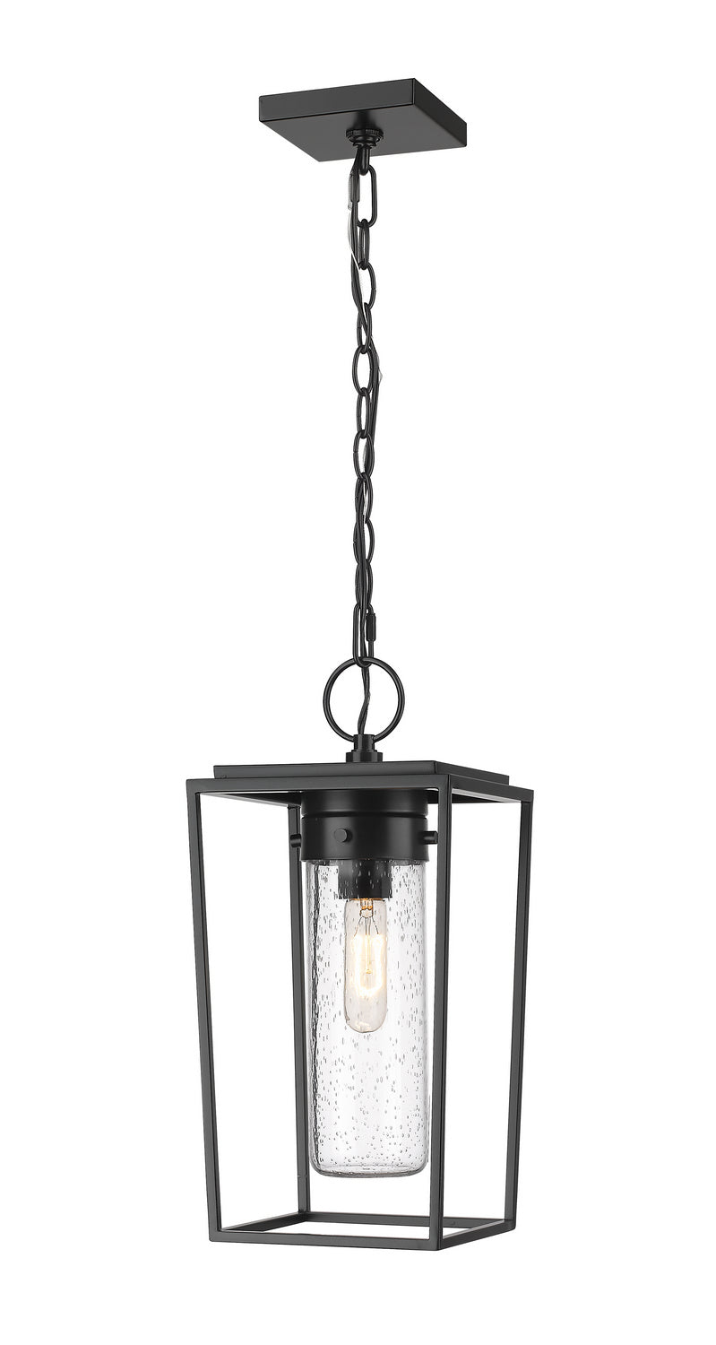 Sheridan One Light Outdoor Chain Mount Ceiling Fixture in Black - available from The Lighting Shoppe, trusted by Canadian homeowners
