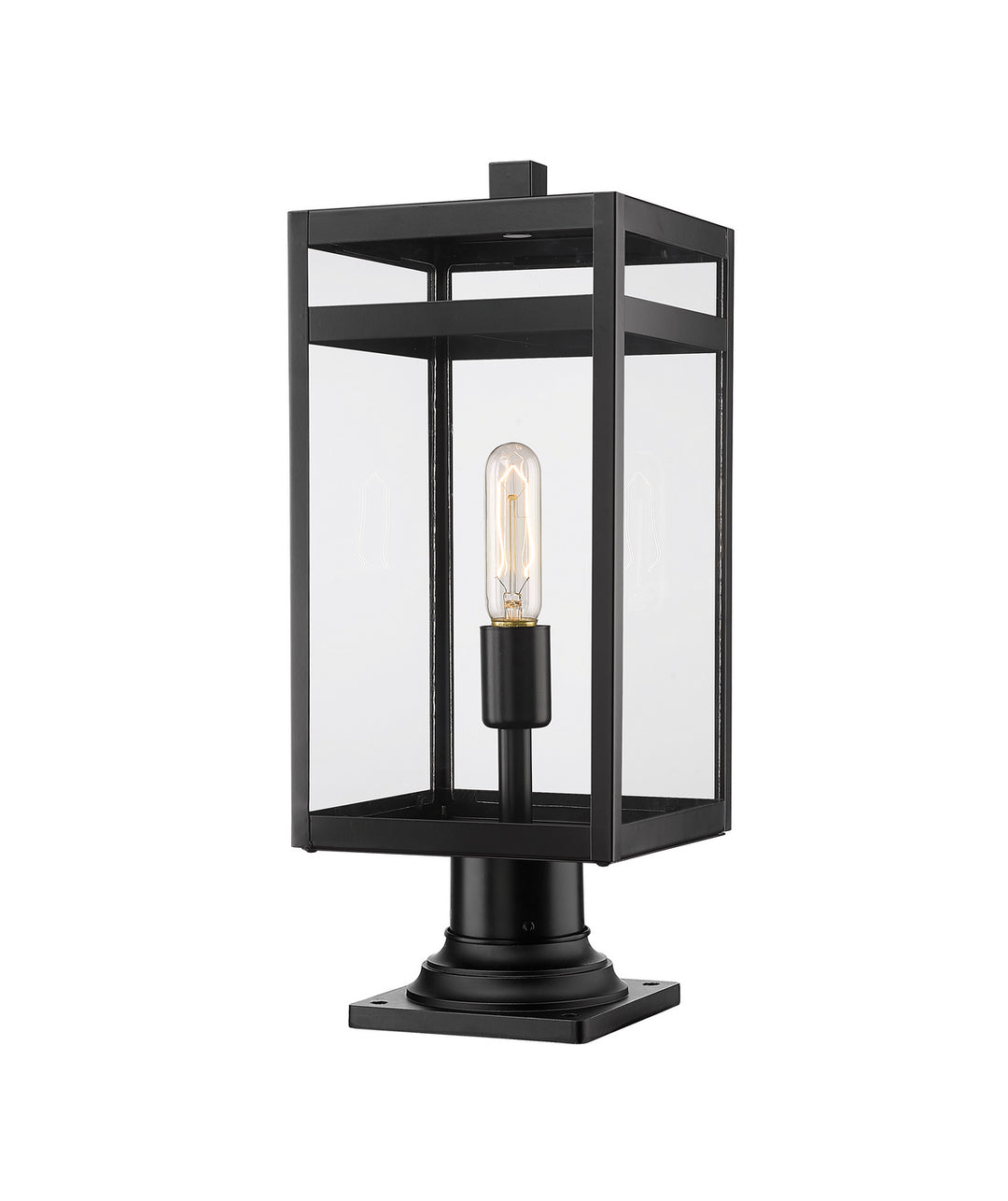 Nuri One Light Outdoor Pier Mounted Fixture in Black - available from The Lighting Shoppe, trusted by Canadian homeowners