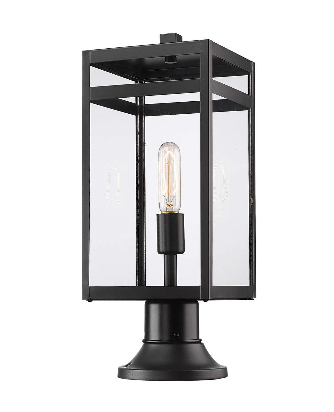 Nuri One Light Outdoor Pier Mounted Fixture in Black - available from The Lighting Shoppe, trusted by Canadian homeowners