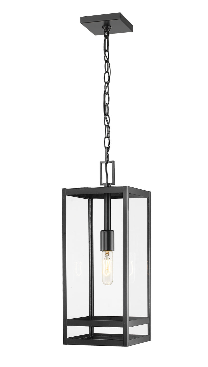 Nuri One Light Outdoor Chain Mount Ceiling Fixture in Black - available from The Lighting Shoppe, trusted by Canadian homeowners
