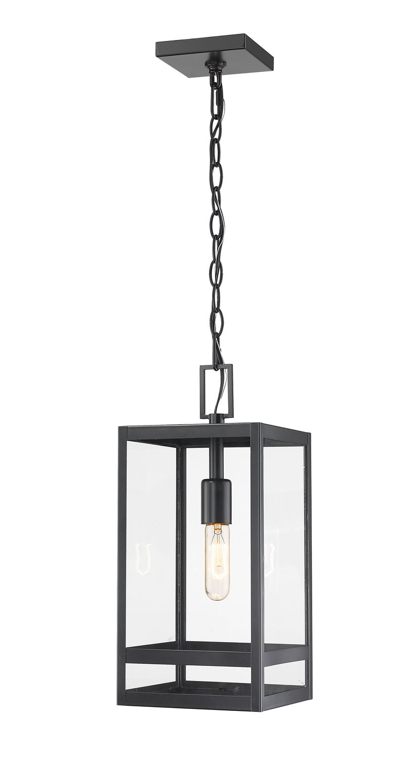 Nuri One Light Outdoor Chain Mount Ceiling Fixture in Black - available from The Lighting Shoppe, trusted by Canadian homeowners