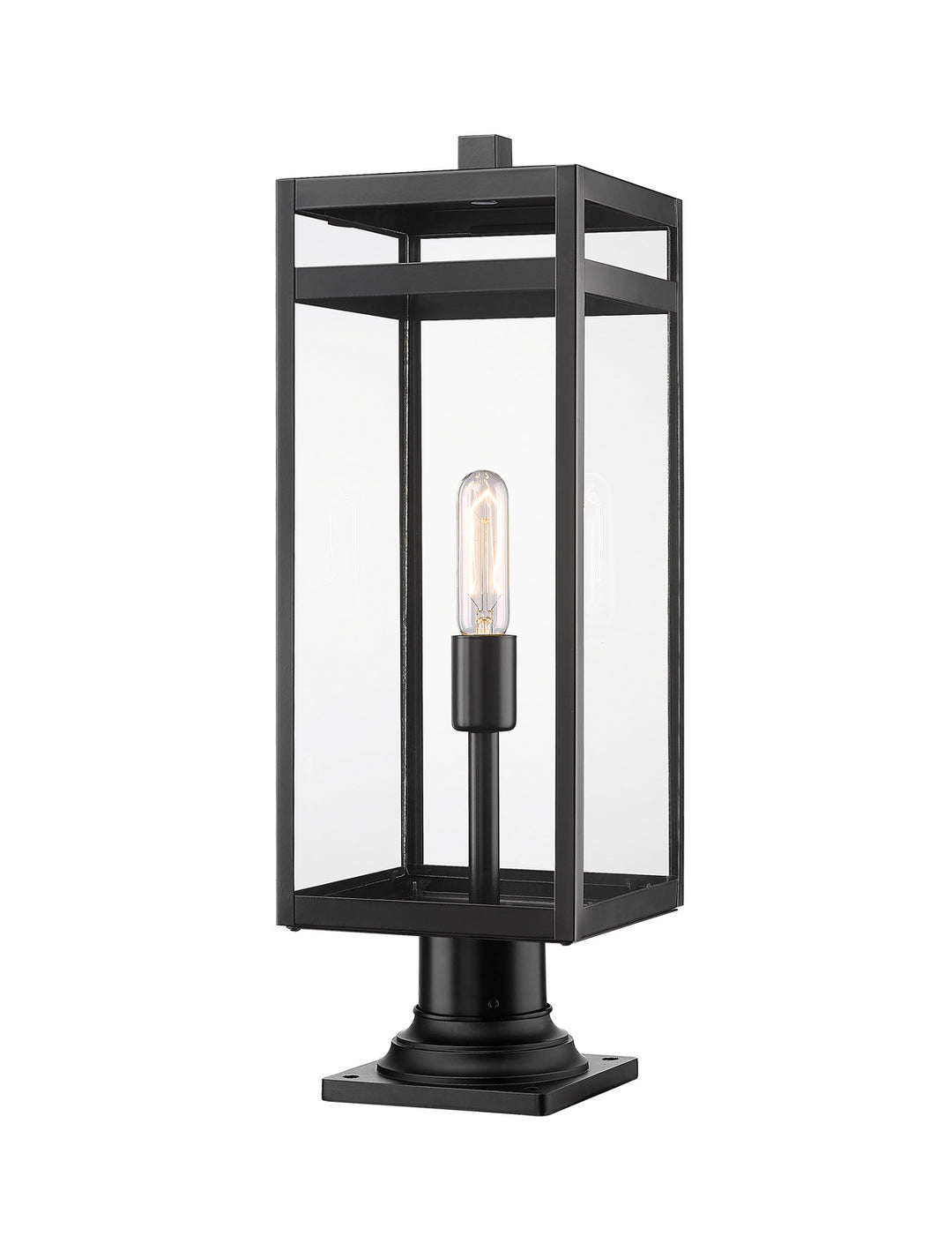 Nuri One Light Outdoor Pier Mounted Fixture in Black - available from The Lighting Shoppe, trusted by Canadian homeowners