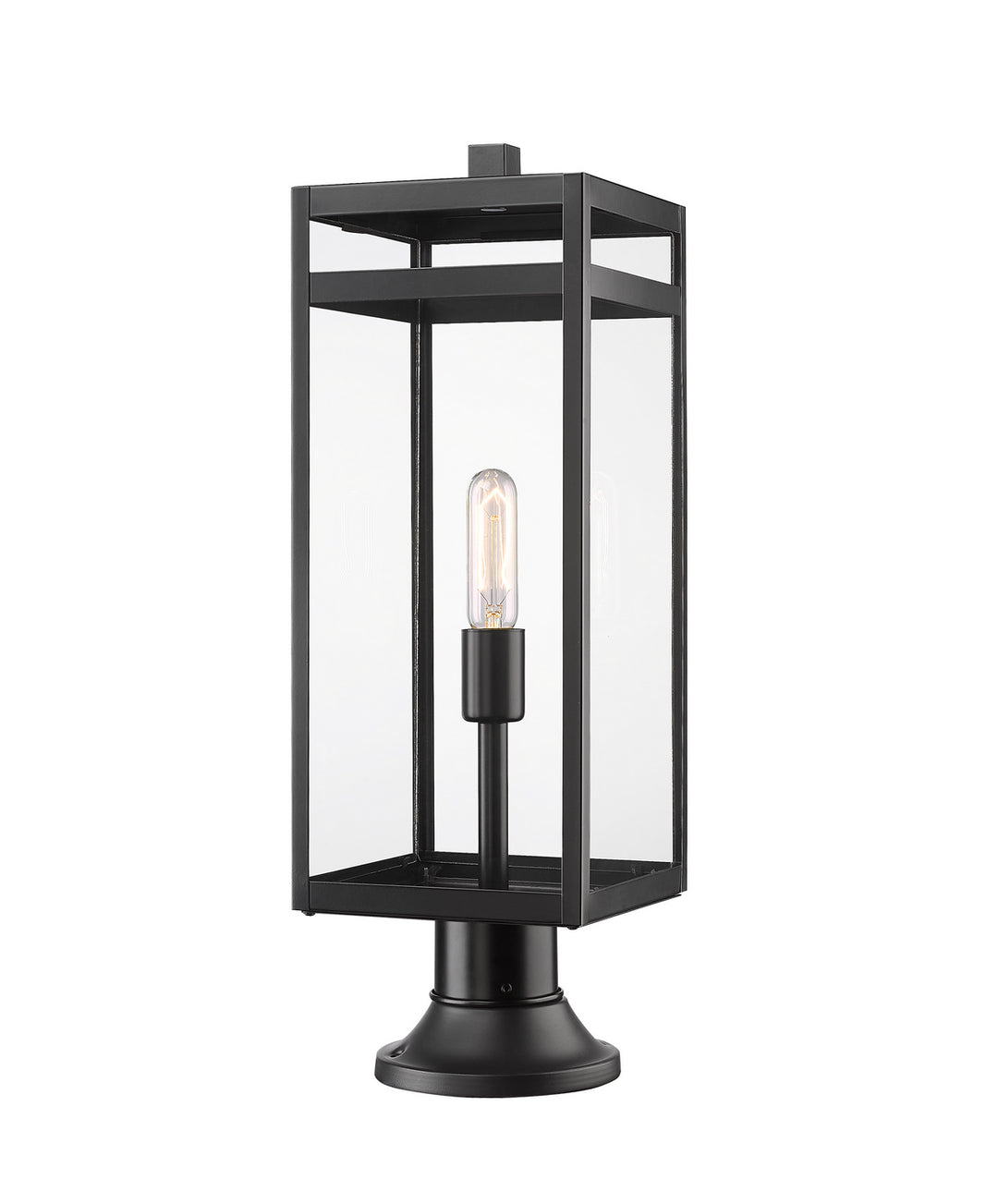 Nuri One Light Outdoor Pier Mounted Fixture in Black - available from The Lighting Shoppe, trusted by Canadian homeowners