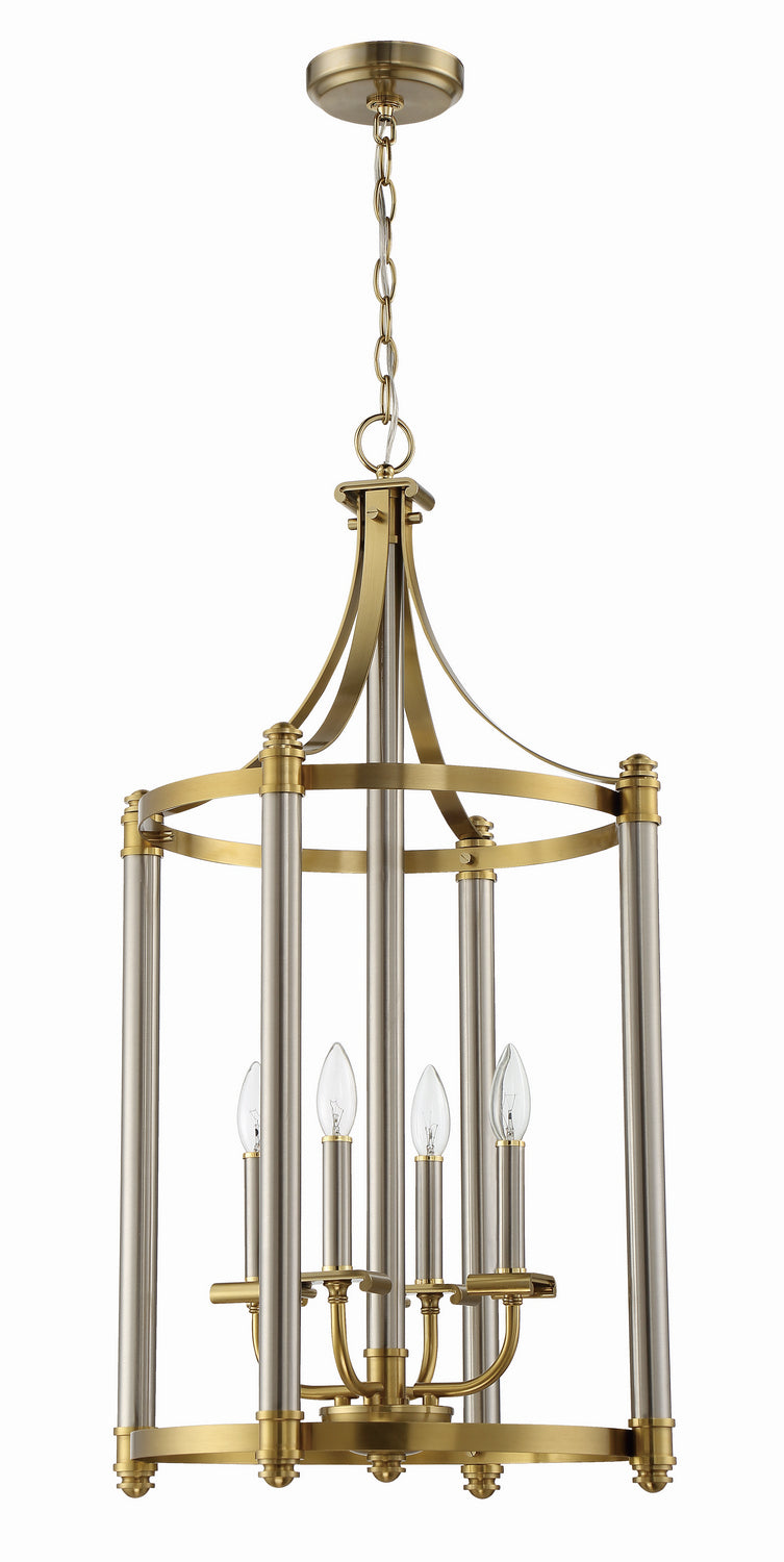 Stanza Four Light Foyer Pendant in Brushed Polished Nickel/Satin Brass - available from The Lighting Shoppe, trusted by Canadian homeowners