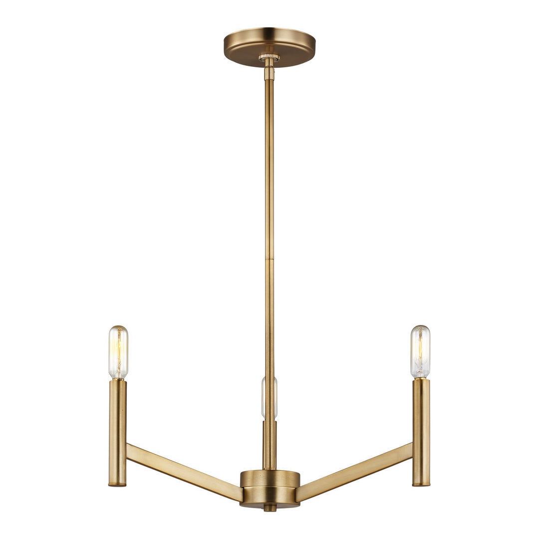Vector Three Light Chandelier in Satin Brass - available from The Lighting Shoppe, trusted by Canadian homeowners