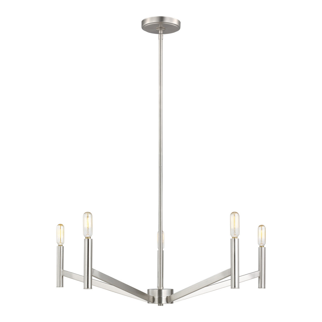 Vector Five Light Chandelier in Brushed Nickel - available from The Lighting Shoppe, trusted by Canadian homeowners