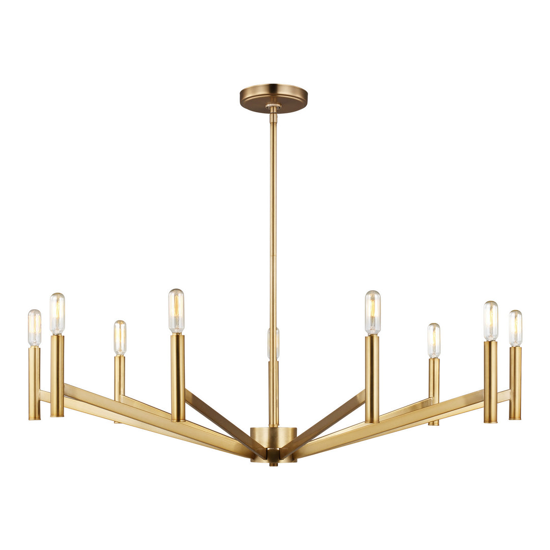 Vector Nine Light Chandelier in Satin Brass - available from The Lighting Shoppe, trusted by Canadian homeowners