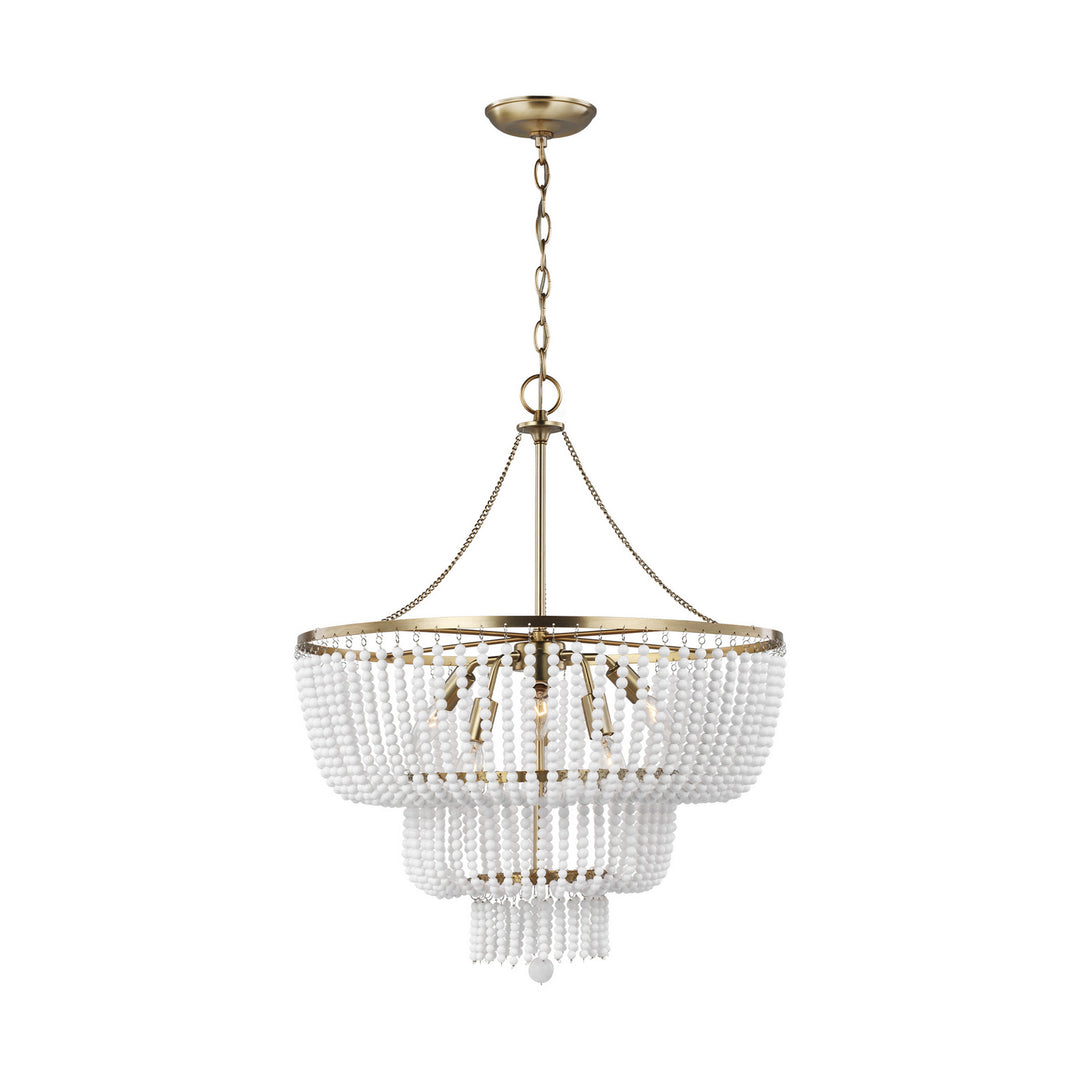 Jackie Six Light Chandelier in Satin Brass - available from The Lighting Shoppe, trusted by Canadian homeowners
