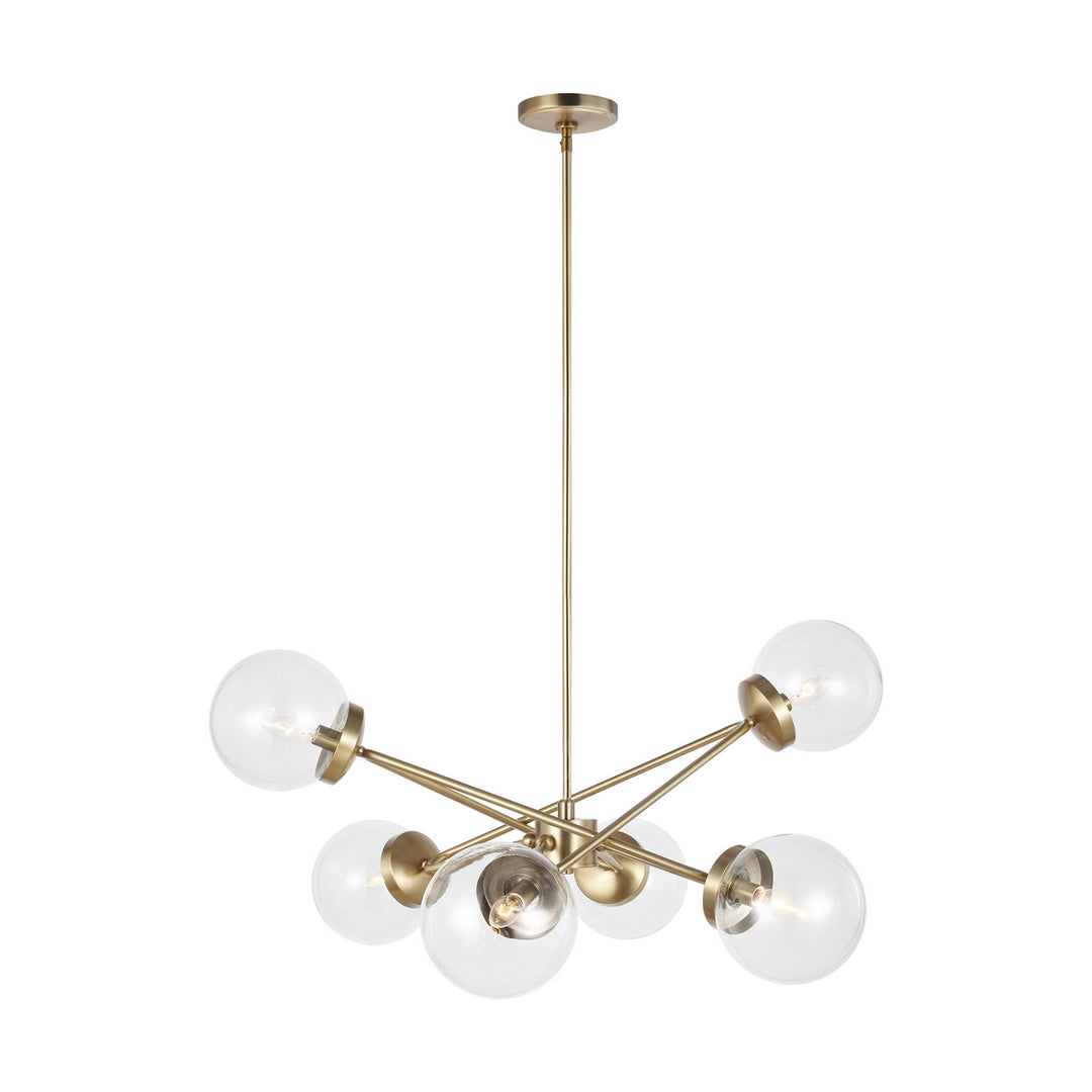 Tierney Six Light Chandelier in Satin Brass - available from The Lighting Shoppe, trusted by Canadian homeowners