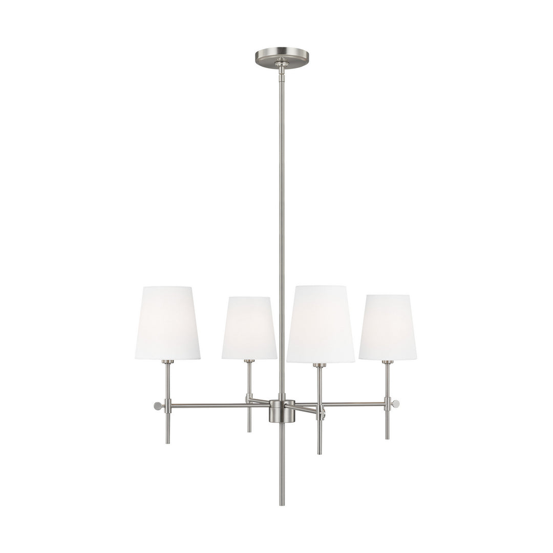 Baker Four Light Chandelier in Brushed Nickel - available from The Lighting Shoppe, trusted by Canadian homeowners