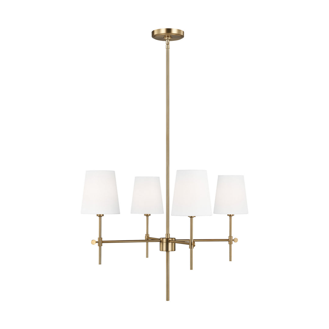 Baker Four Light Chandelier in Satin Brass - available from The Lighting Shoppe, trusted by Canadian homeowners