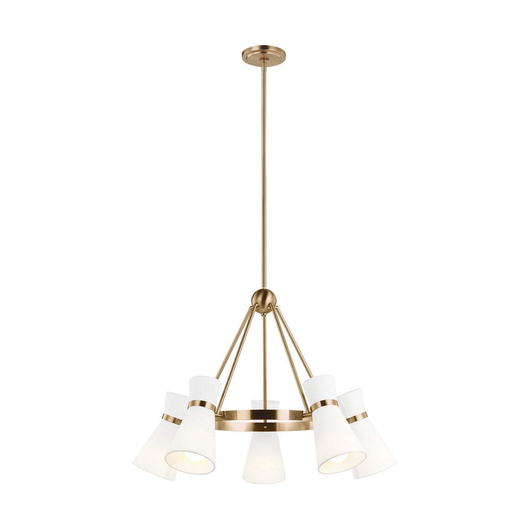 Clark Five Light Chandelier in Satin Brass - available from The Lighting Shoppe, trusted by Canadian homeowners