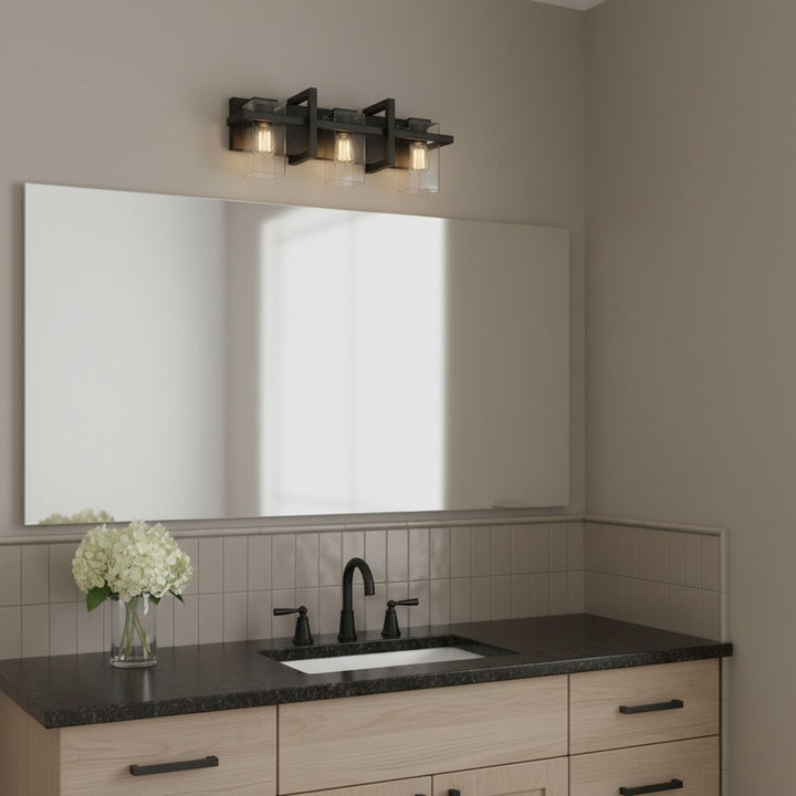 Generation Lighting Canada - 4441503-112 - Three Light Wall / Bath - Mitte - Midnight Black