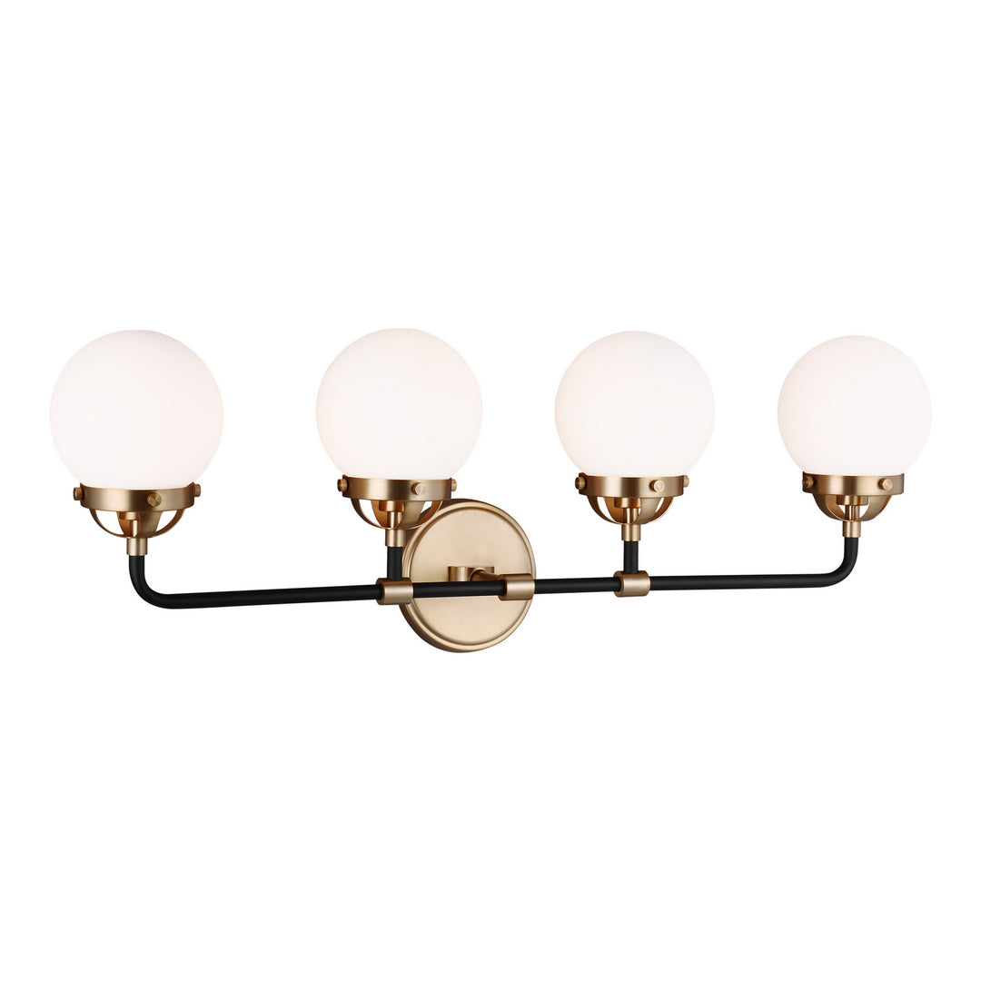 Cafe Four Light Wall / Bath in Satin Brass - available from The Lighting Shoppe, trusted by Canadian homeowners