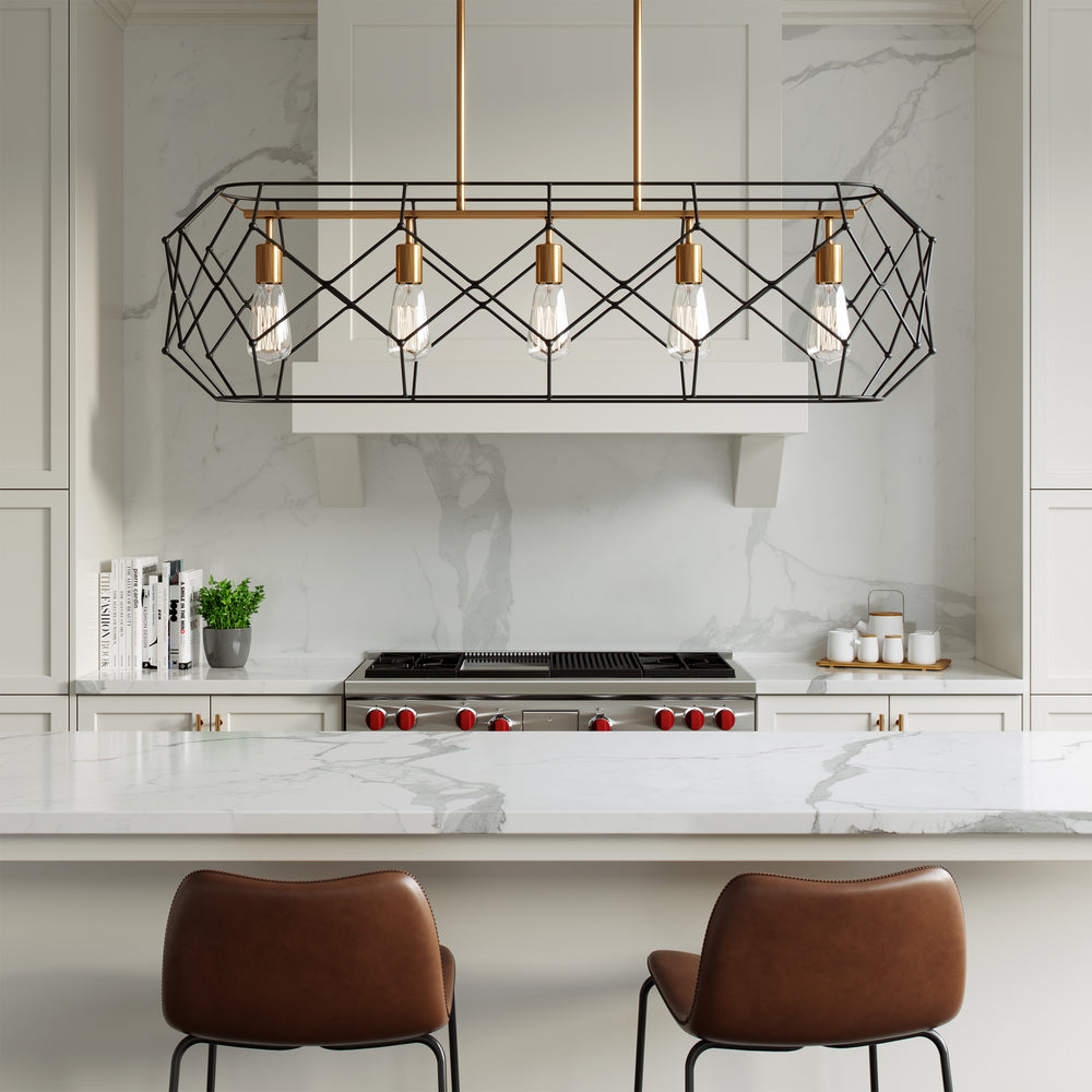 Visual Comfort Studio Canada - 6634105-848 - Five Light Linear Chandelier - Zarra - Satin Brass