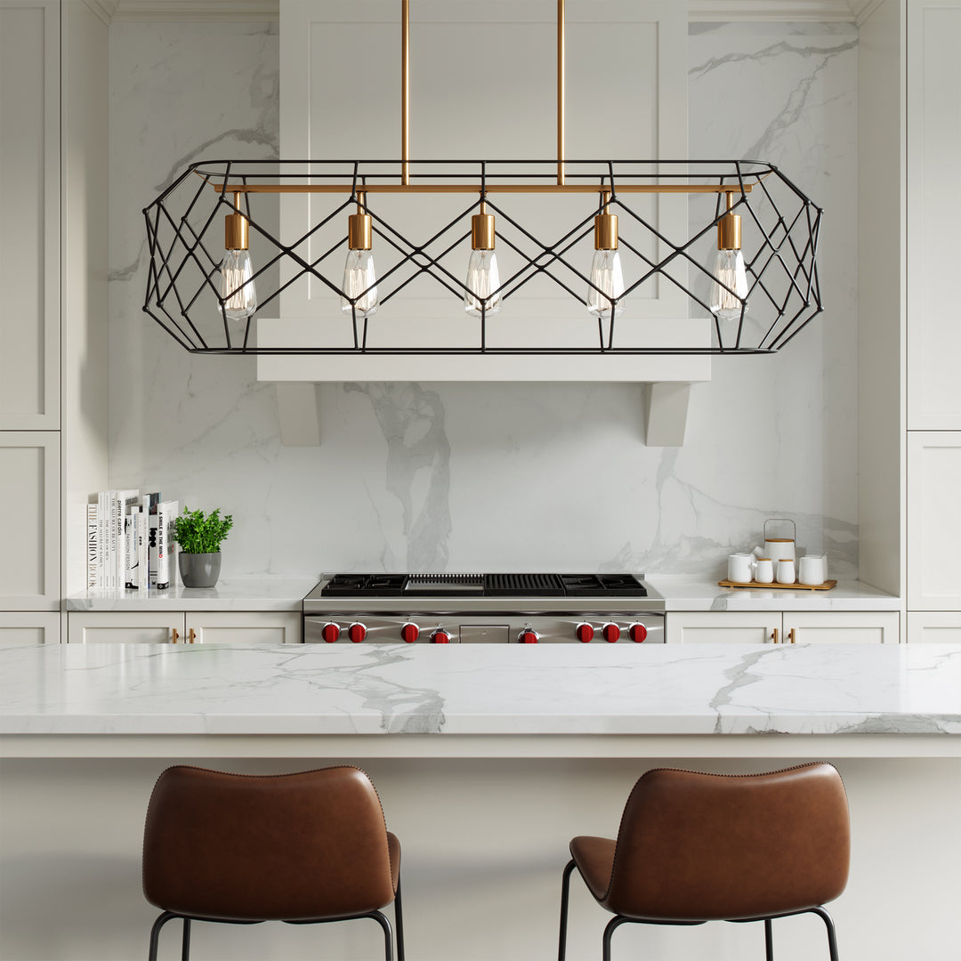 Visual Comfort Studio Canada - 6634105-848 - Five Light Linear Chandelier - Zarra - Satin Brass