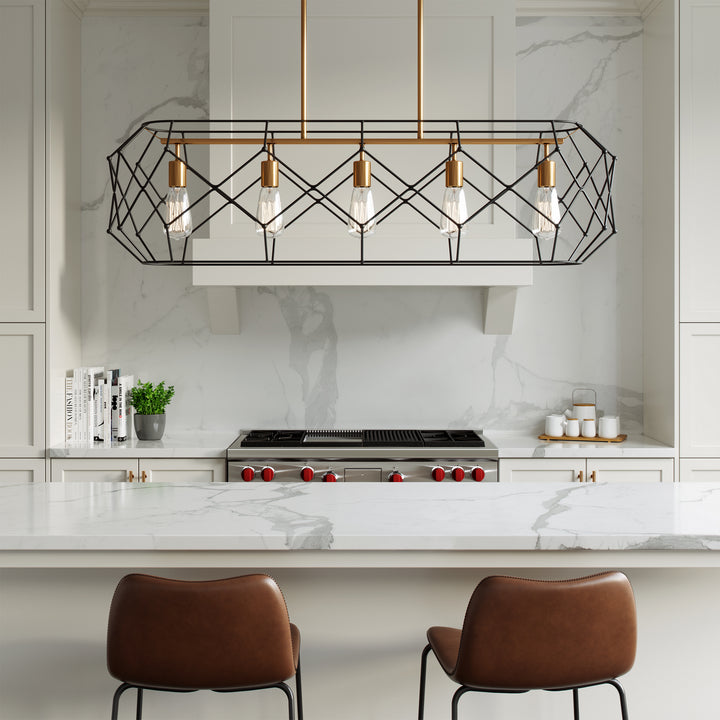 Visual Comfort Studio Canada - 6634105-848 - Five Light Linear Chandelier - Zarra - Satin Brass