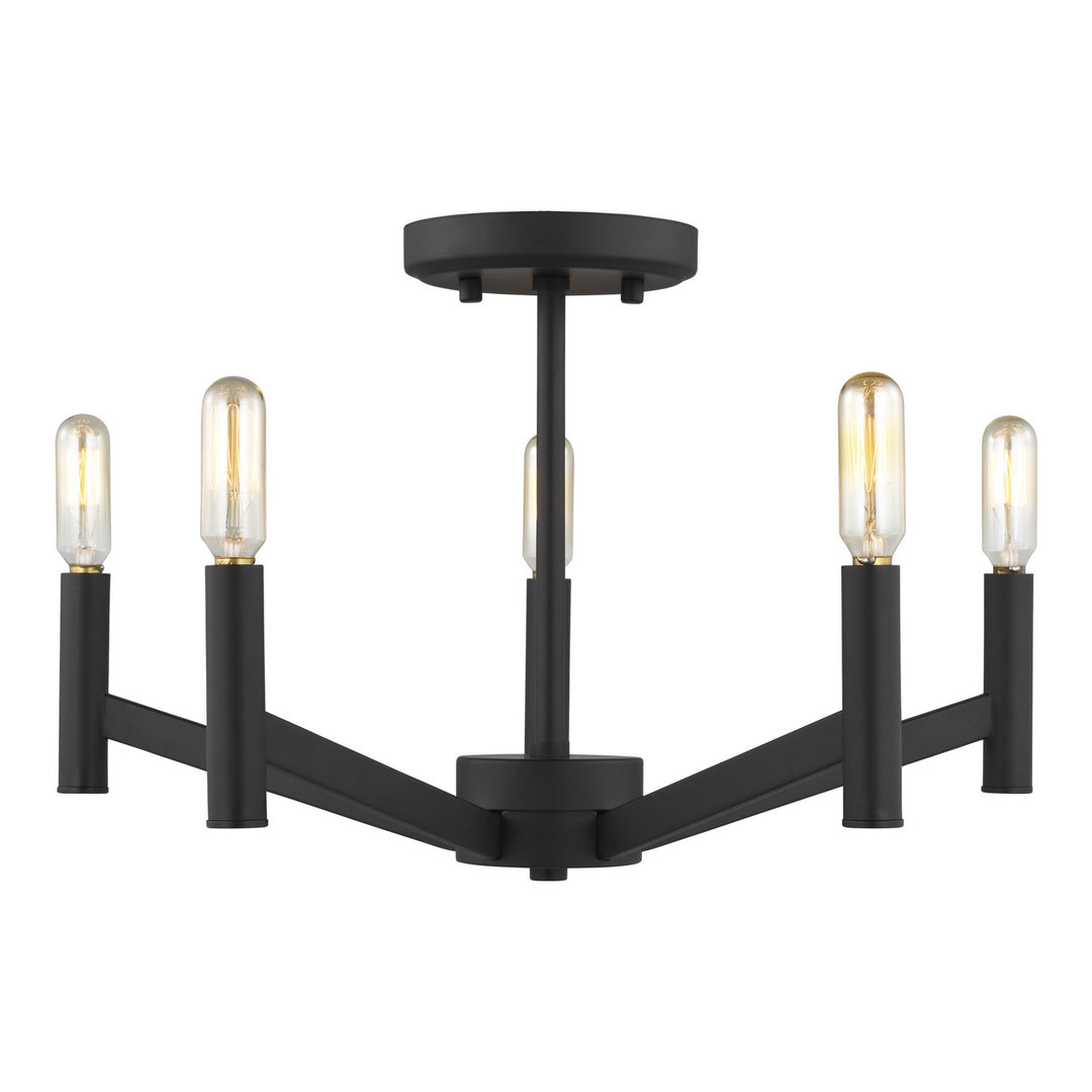 Vector Five Light Semi-Flush Mount in Midnight Black - available from The Lighting Shoppe, trusted by Canadian homeowners