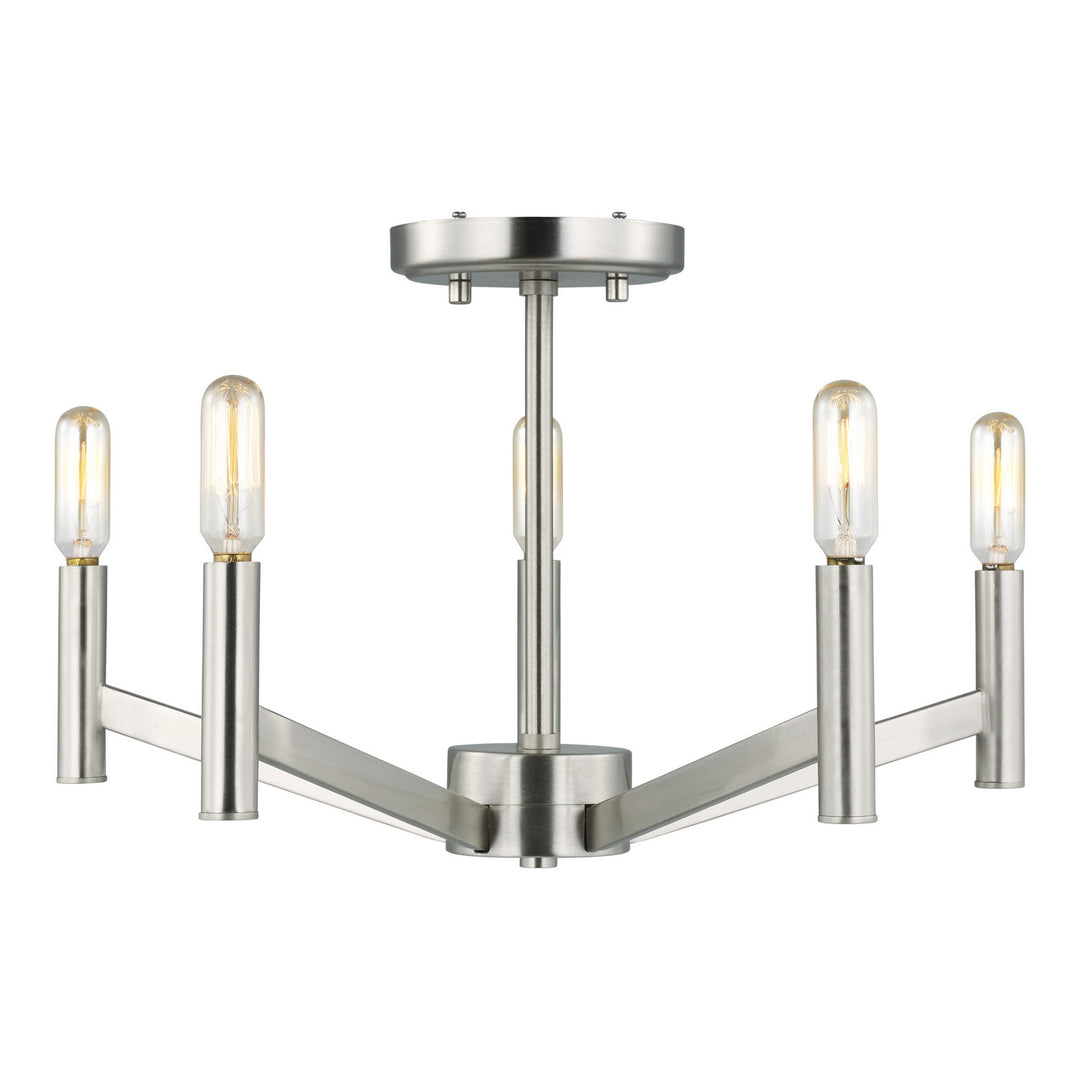 Vector Five Light Semi-Flush Mount in Brushed Nickel - available from The Lighting Shoppe, trusted by Canadian homeowners