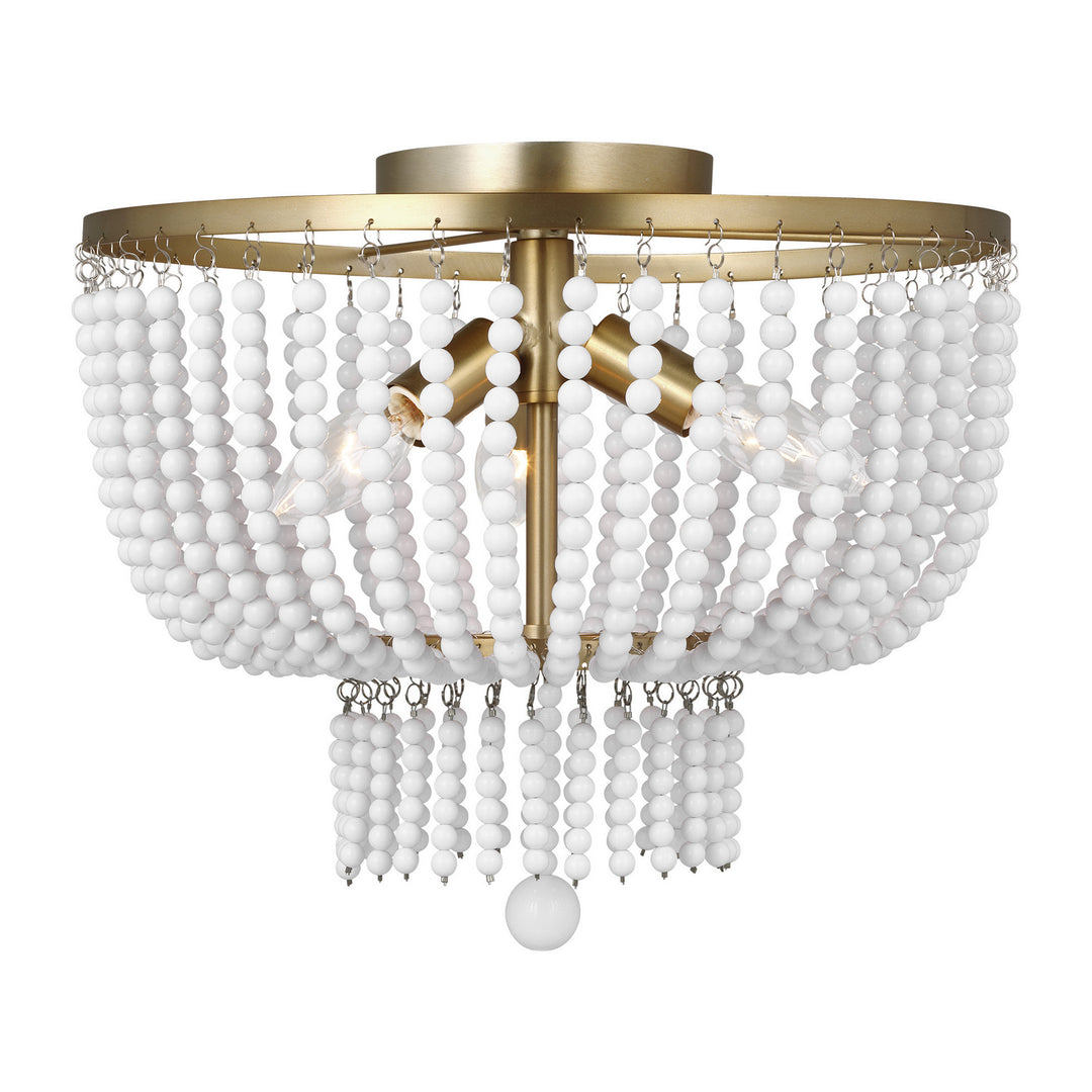 Jackie Three Light Semi-Flush Mount in Satin Brass - available from The Lighting Shoppe, trusted by Canadian homeowners