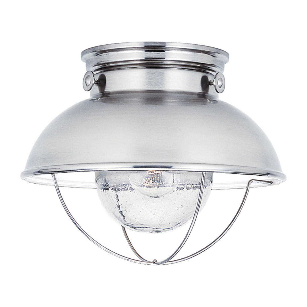 Sebring One Light Outdoor Flush Mount in Brushed Stainless - available from The Lighting Shoppe, trusted by Canadian homeowners