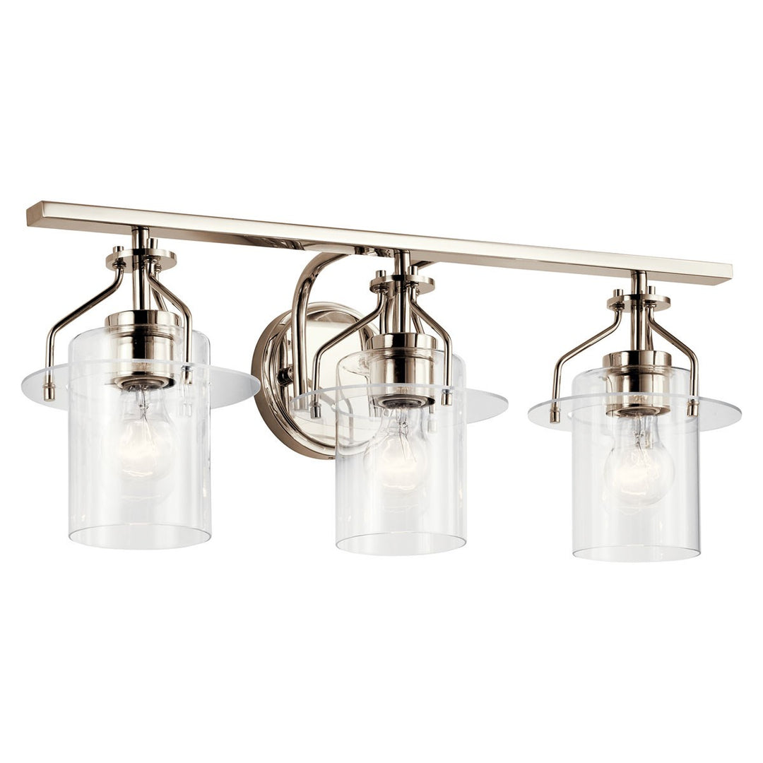 Everett Three Light Bath in Polished Nickel - available from The Lighting Shoppe, trusted by Canadian homeowners