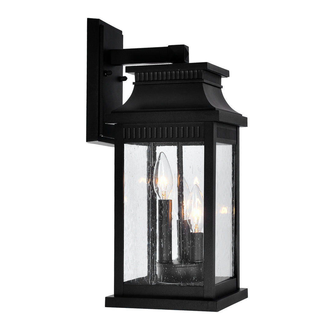 Milford Three Light Outdoor Wall Lantern in Black - available from The Lighting Shoppe, trusted by Canadian homeowners