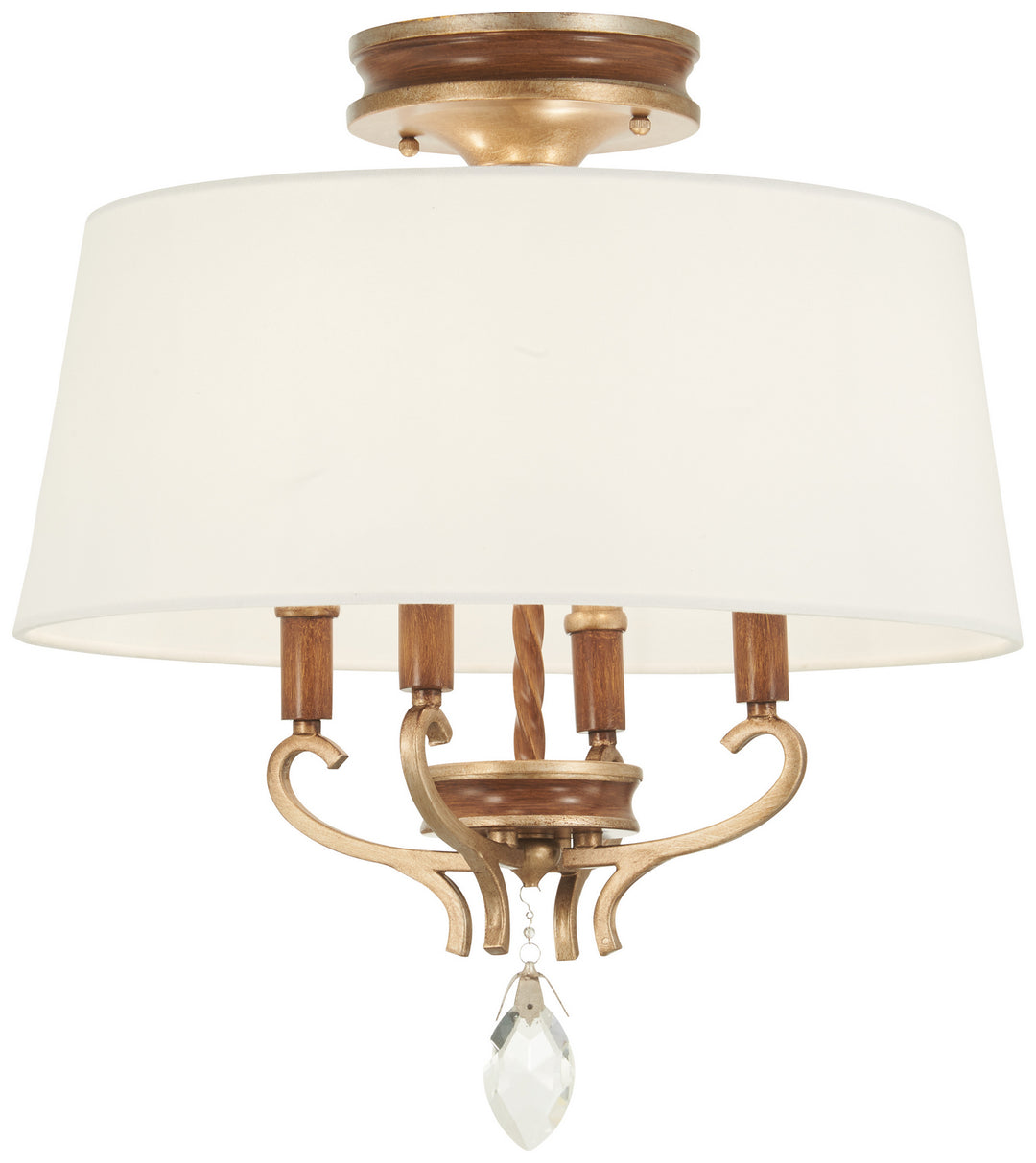 Magnolia Manor Four Light Semi Flush Mount in Pale Gold with Distressed Bronze - available from The Lighting Shoppe, trusted by Canadian homeowners