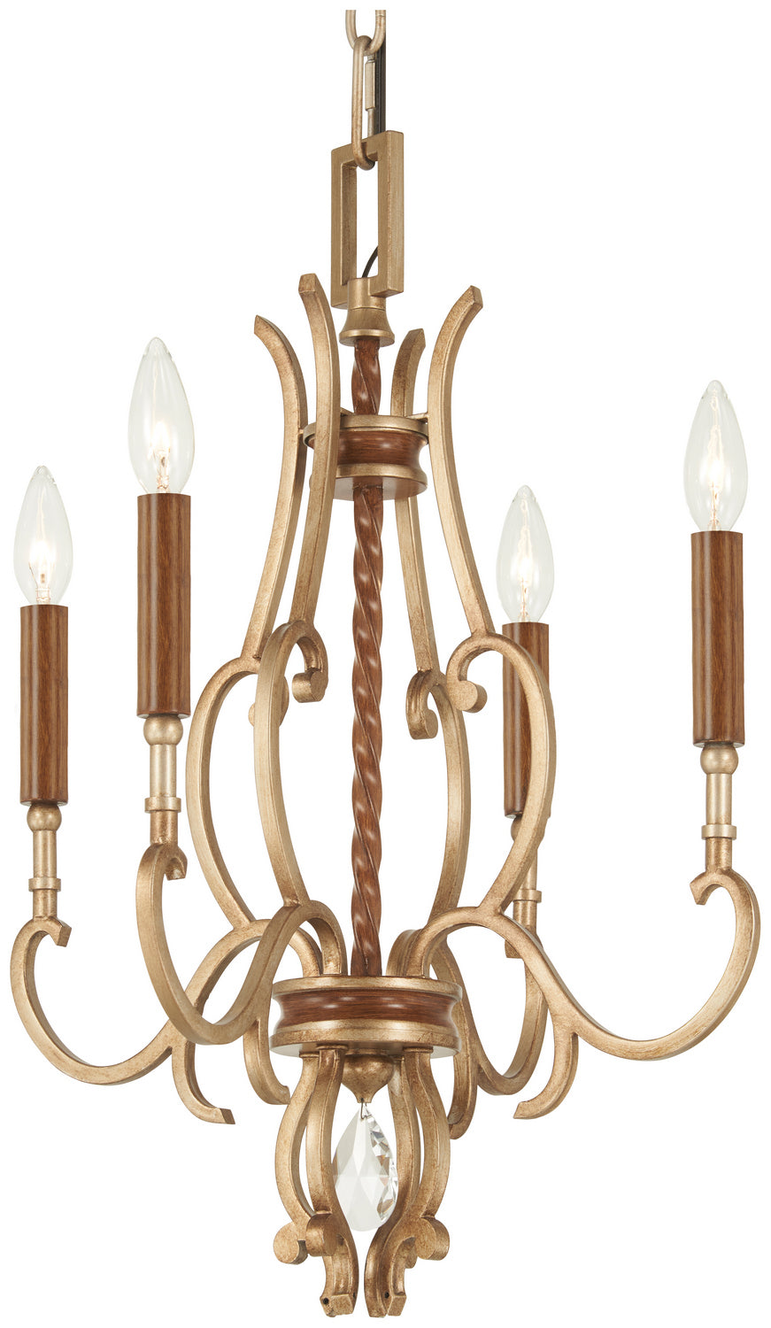 Magnolia Manor Four Light Chandelier in Pale Gold With Distressed Bronze - available from The Lighting Shoppe, trusted by Canadian homeowners