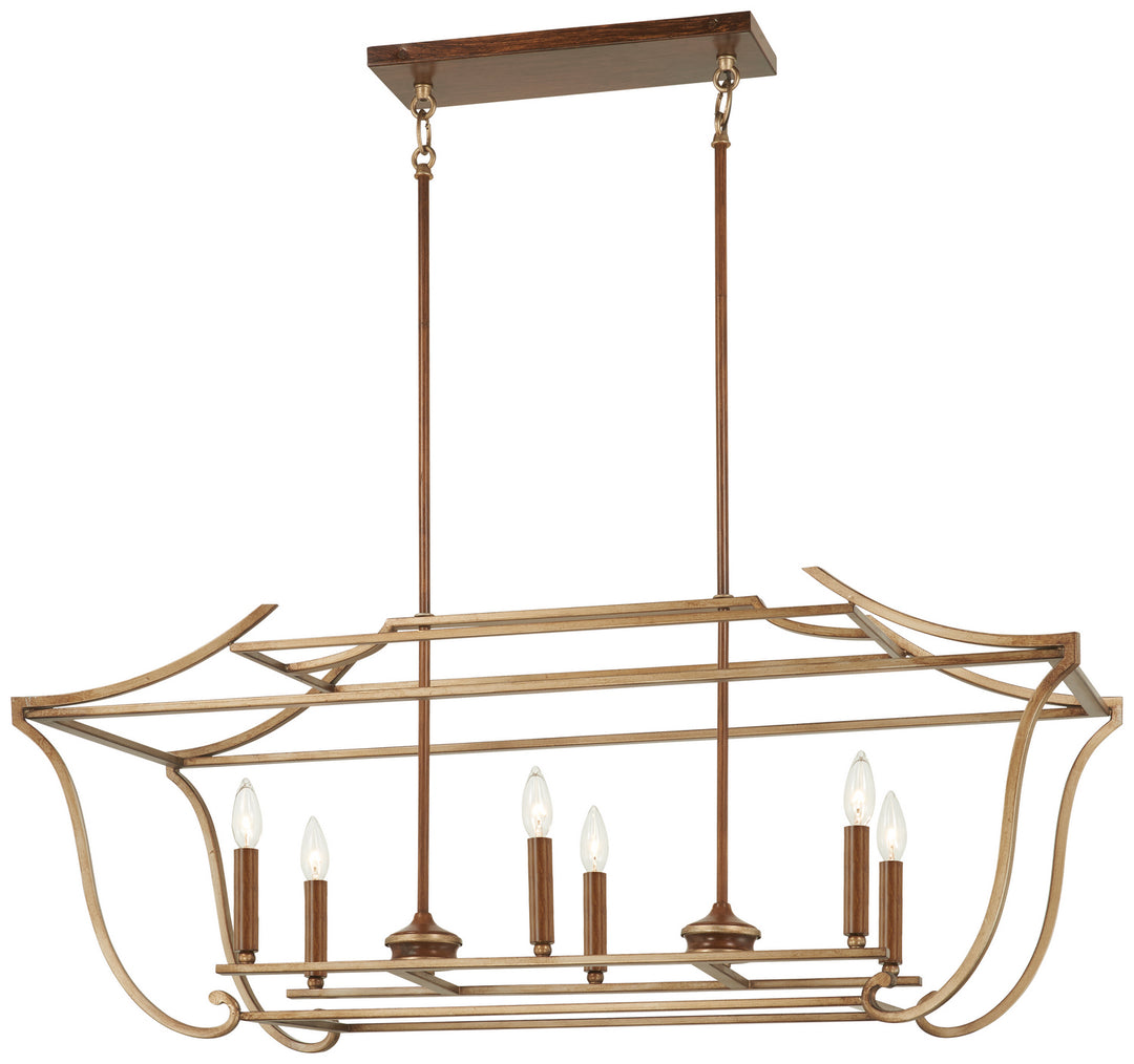 Magnolia Manor Six Light Island Pendant in Pale Gold With Distressed Bronze - available from The Lighting Shoppe, trusted by Canadian homeowners