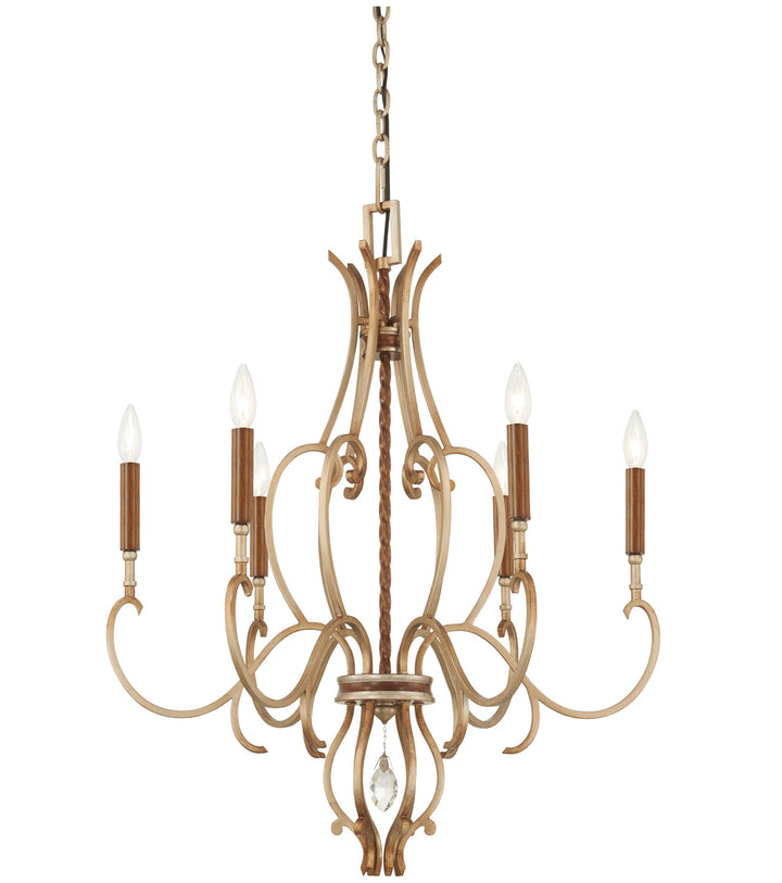 Magnolia Manor Six Light Chandelier in Pale Gold With Distressed Bronze - available from The Lighting Shoppe, trusted by Canadian homeowners