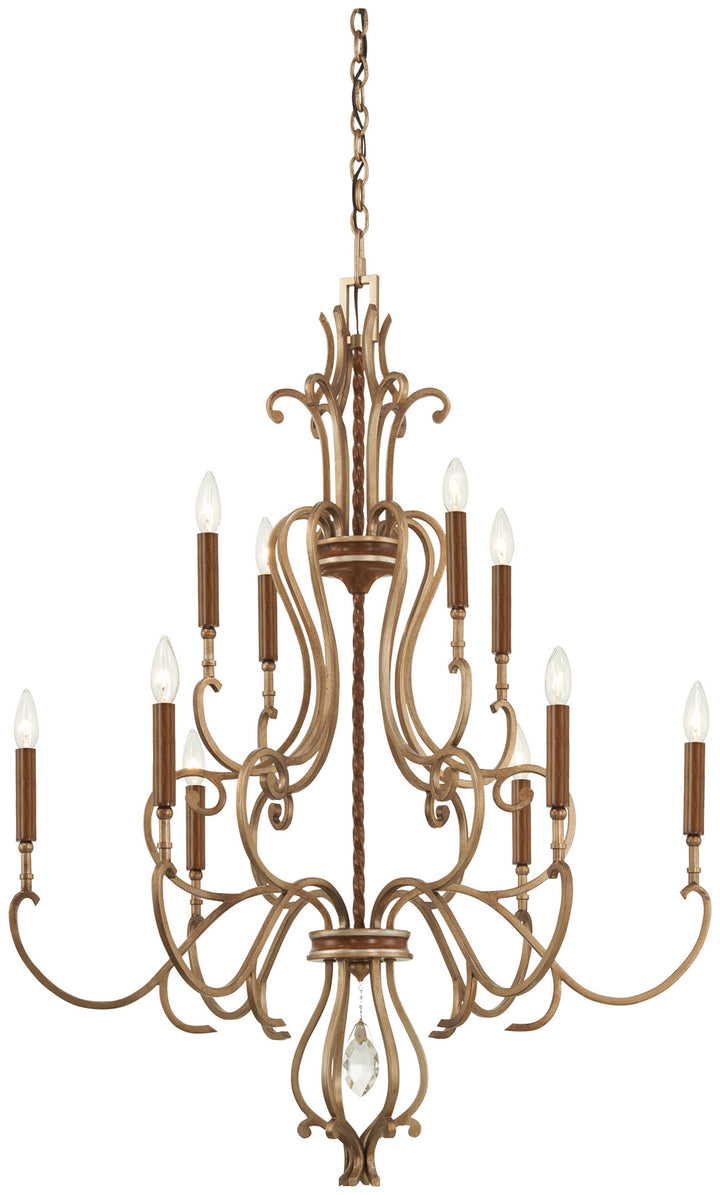 Magnolia Manor Ten Light Chandelier in Pale Gold With Distressed Bronze - available from The Lighting Shoppe, trusted by Canadian homeowners