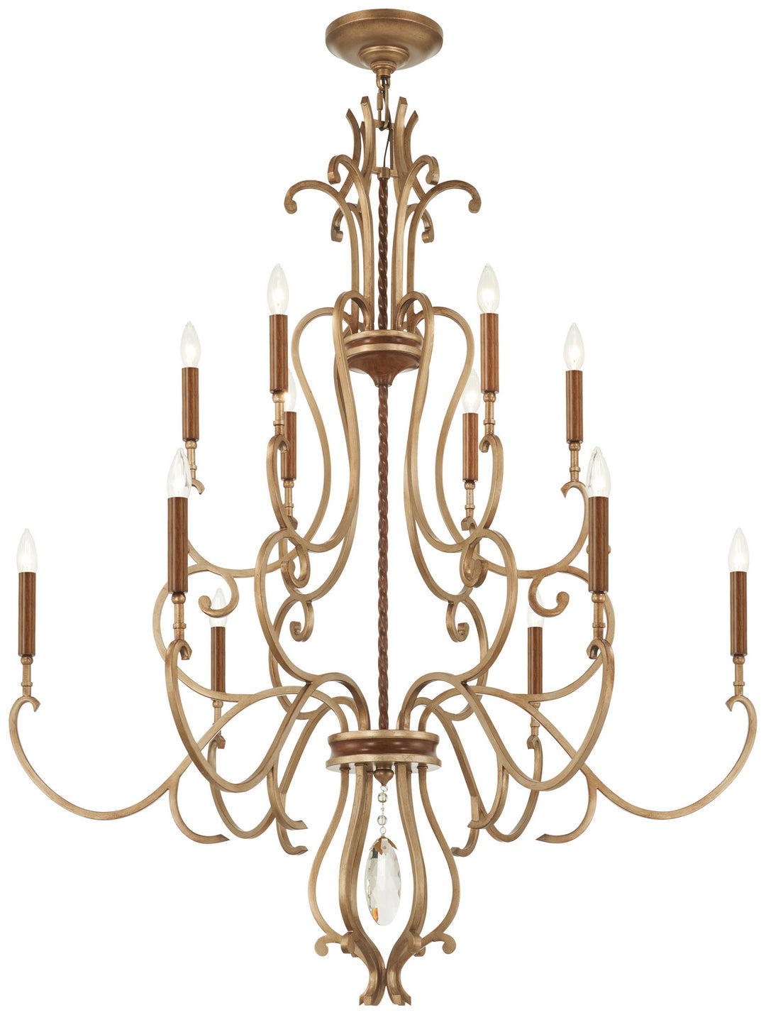 Magnolia Manor 12 Light Chandelier in Pale Gold With Distressed Bronze - available from The Lighting Shoppe, trusted by Canadian homeowners