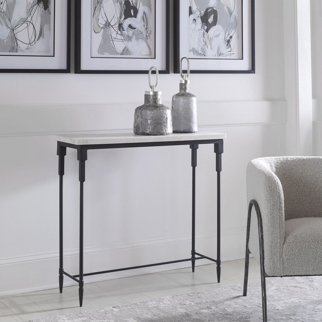 Bourges Console Table in Satin Black - available from The Lighting Shoppe, trusted by Canadian homeowners