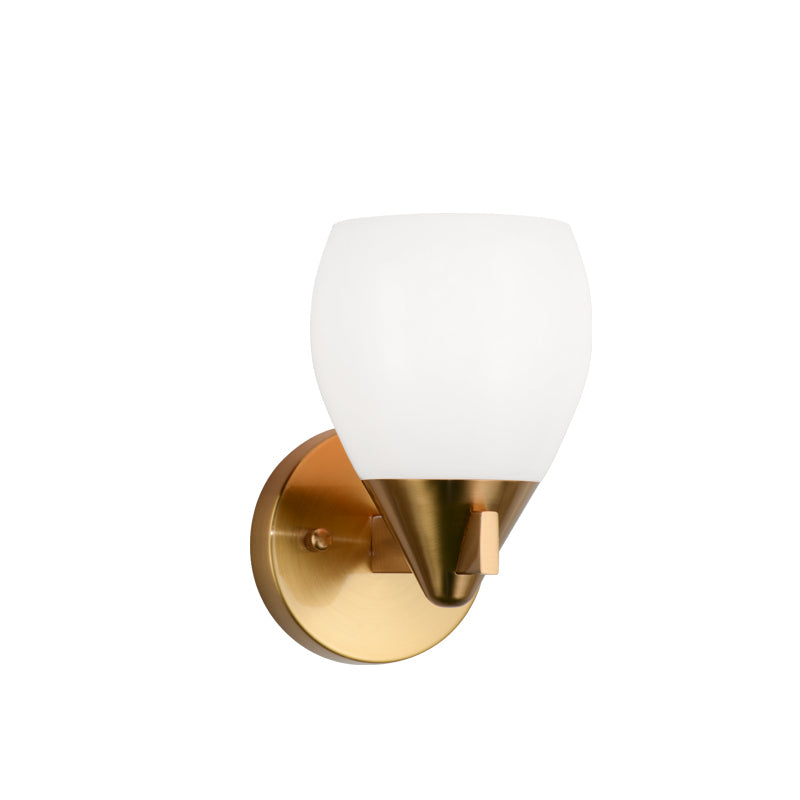 Reya One Light Wall Sconce in Aged Gold Brass - available from The Lighting Shoppe, trusted by Canadian homeowners