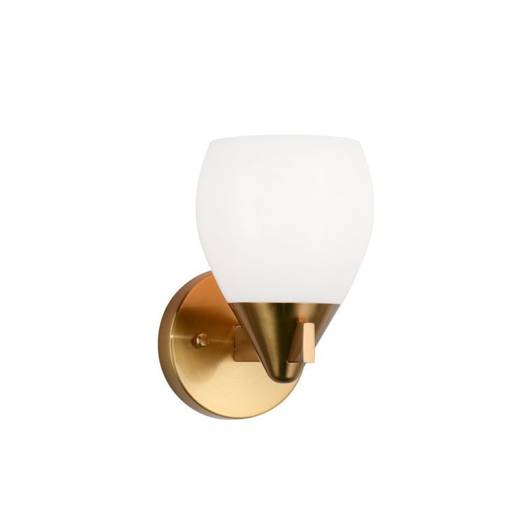Reya One Light Wall Sconce in Aged Gold Brass - available from The Lighting Shoppe, trusted by Canadian homeowners