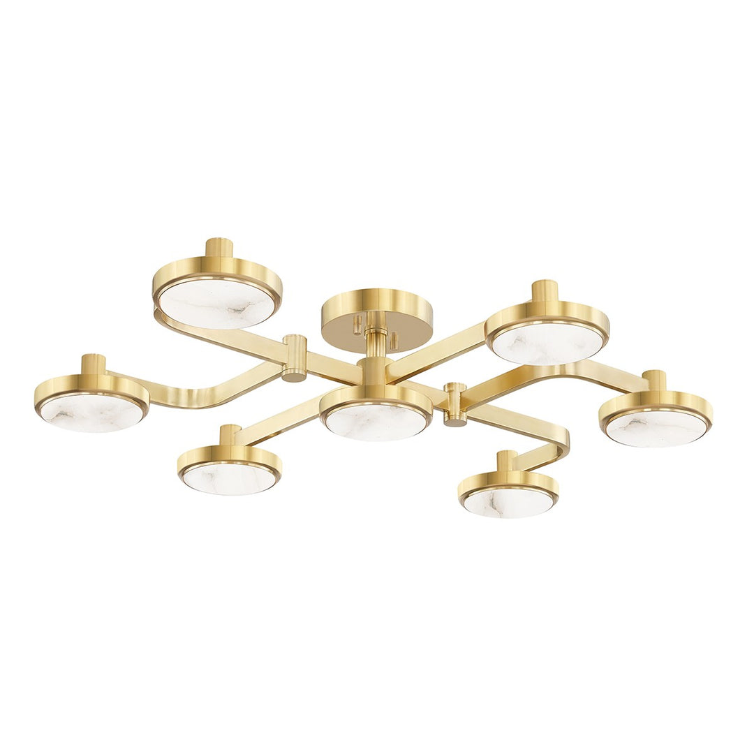 Meander LED Semi Flush Mount in Aged Brass - available from The Lighting Shoppe, trusted by Canadian homeowners