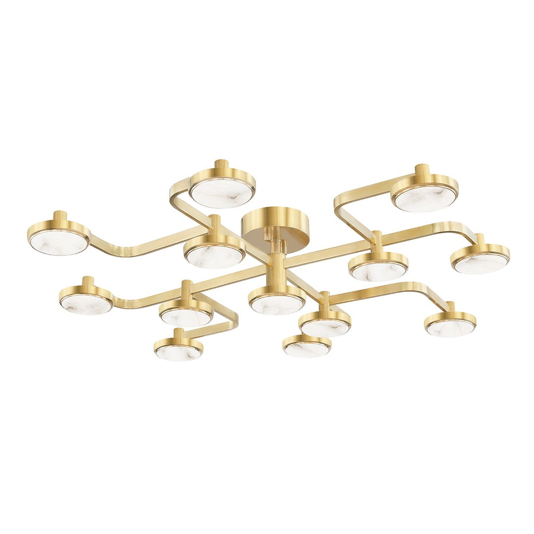 Meander LED Semi Flush Mount in Aged Brass - available from The Lighting Shoppe, trusted by Canadian homeowners