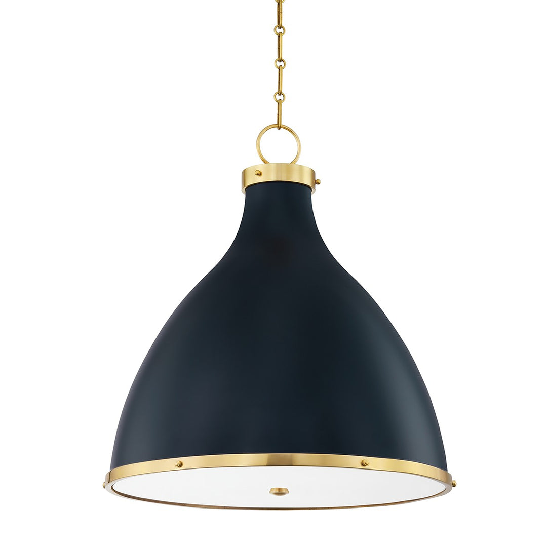 Painted No. 3 Three Light Pendant in Aged Brass/Darkest Blue - available from The Lighting Shoppe, trusted by Canadian homeowners