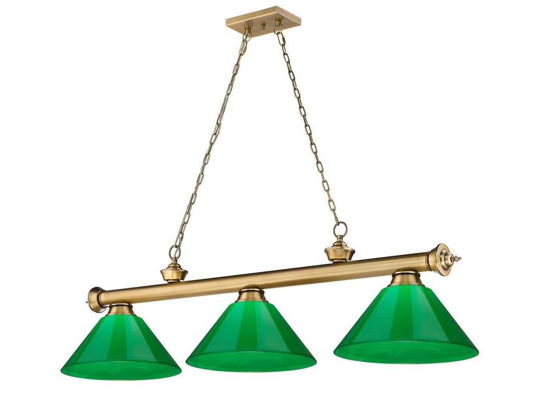 Z-Lite Canada - 2306-3RB-PGR - Three Light Billiard - Cordon - Rubbed Brass