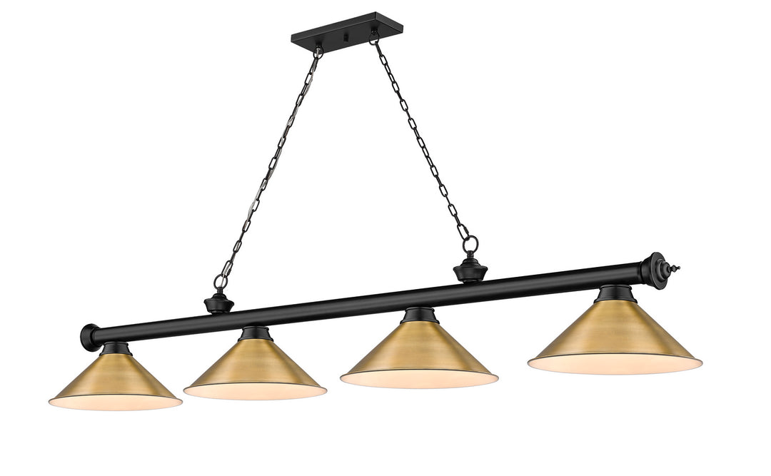Z-Lite Canada - 2306-4MB-RB15 - Four Light Billiard - Cordon - Matte Black + Rubbed Brass