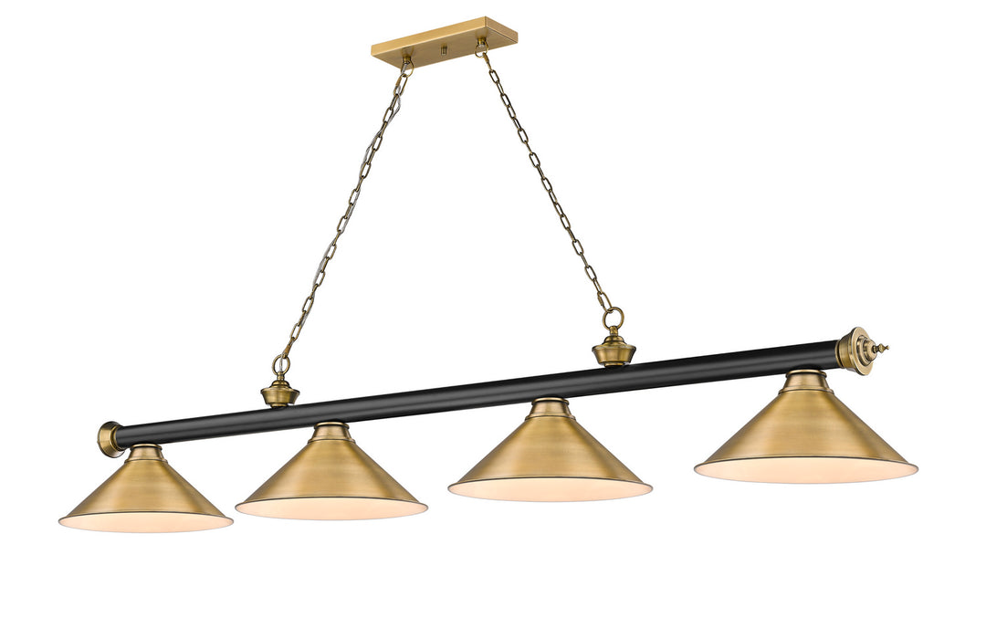 Z-Lite Canada - 2306-4MB-RB-RB15 - Four Light Billiard - Cordon - Matte Black + Rubbed Brass