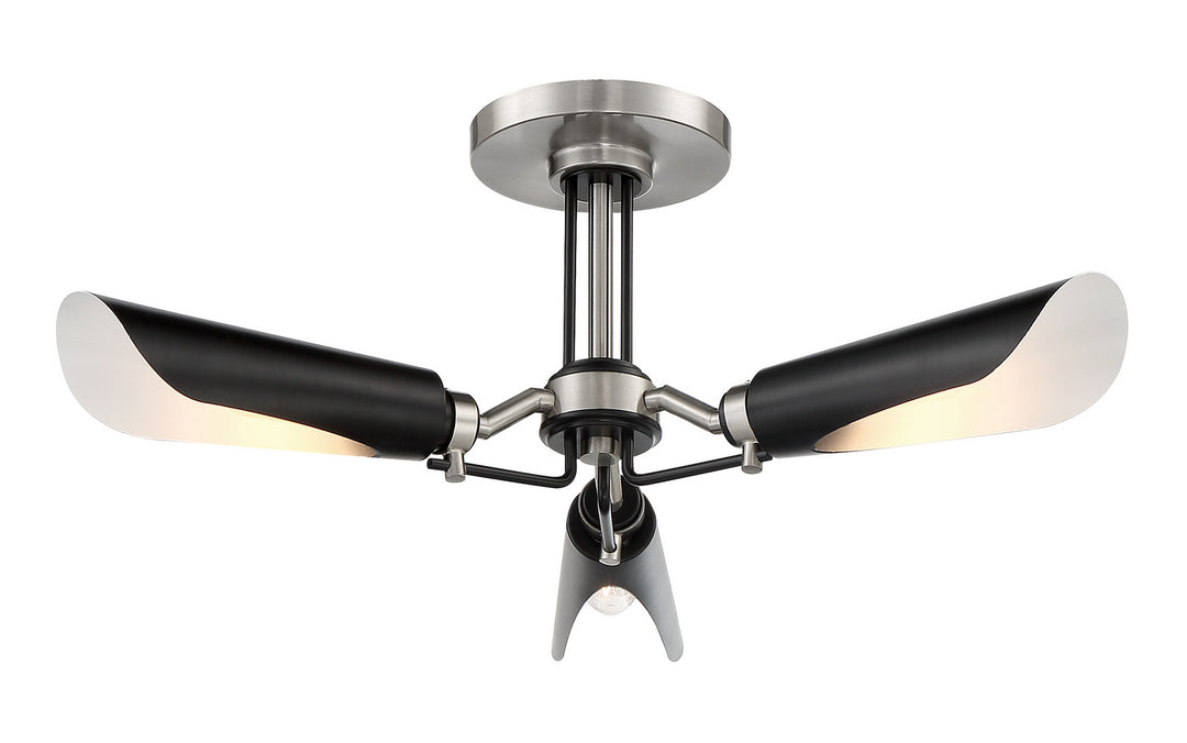 Turbine Three Light Semi Flush Mount in Brushed Nickel and Coal Highlights - available from The Lighting Shoppe, trusted by Canadian homeowners