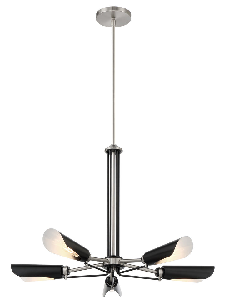 Turbine Five Light Chandelier in Brushed Nickel and Coal Highlights - available from The Lighting Shoppe, trusted by Canadian homeowners