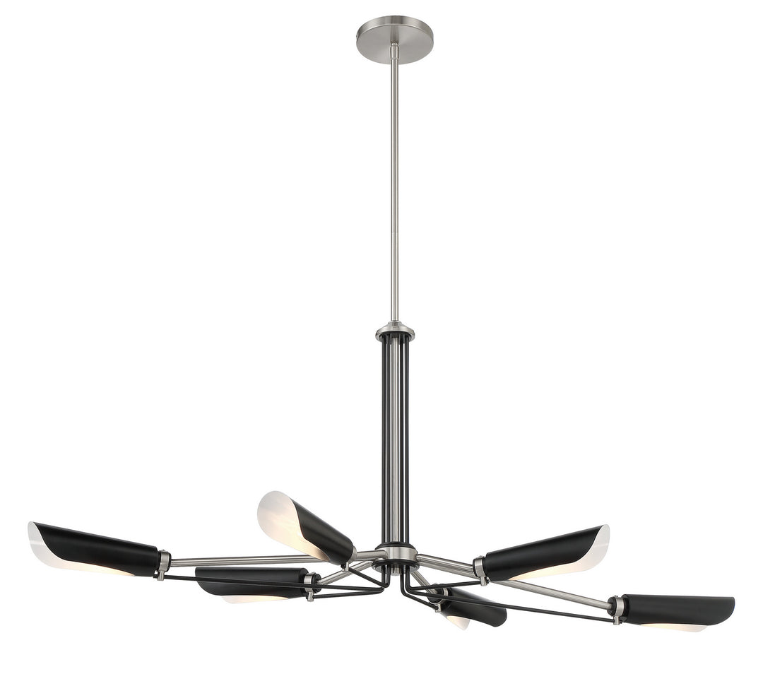 Turbine Six Light Island Pendant in Brushed Nickel and Coal Highlights - available from The Lighting Shoppe, trusted by Canadian homeowners